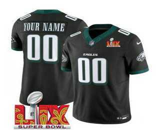 Men & Women & Youth Philadelphia Eagles Customized Black 2025 Super Bowl LIX FUSE Vapor Limited Jersey->customized nfl jersey->Custom Jersey